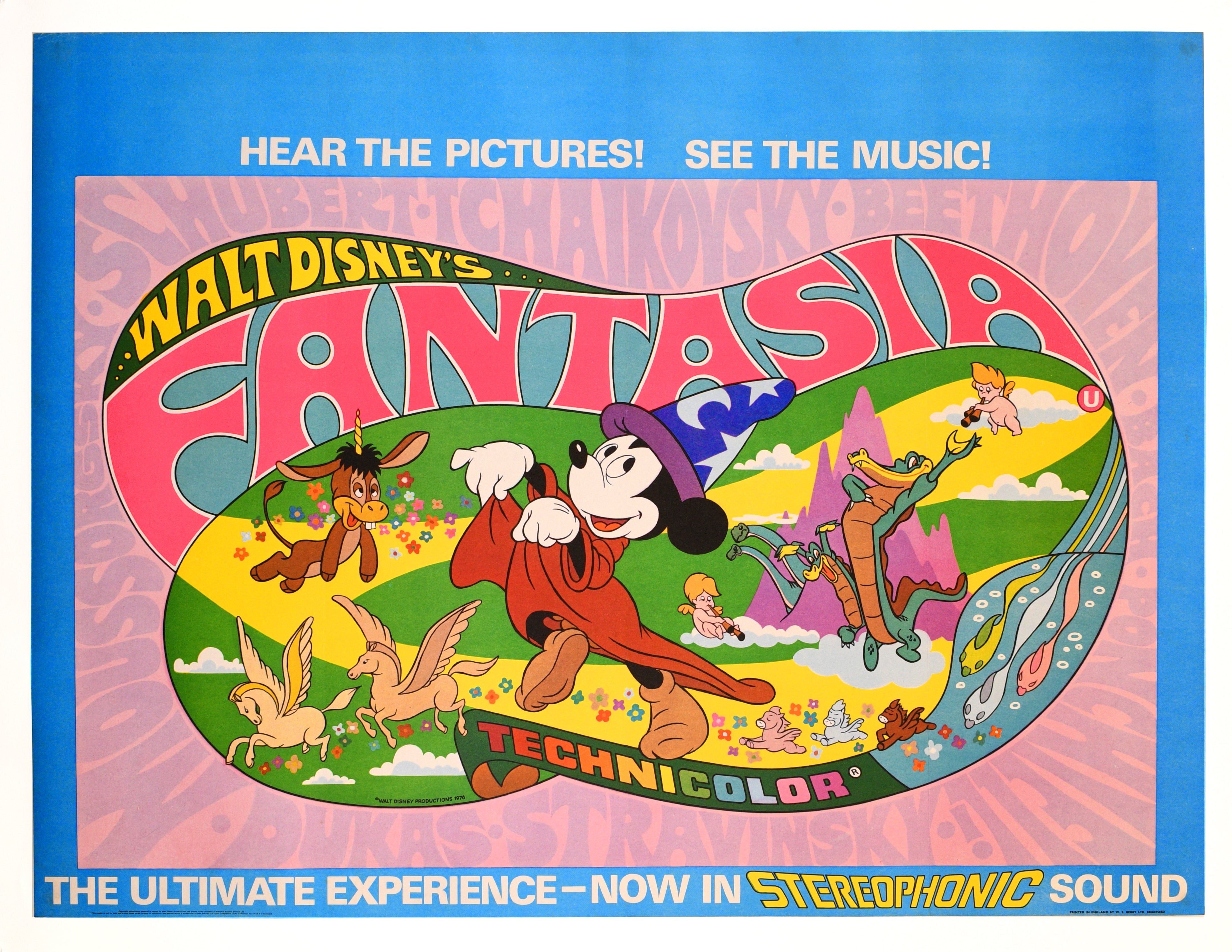 Original Vintage Disney Fantasia 1970's American Re-release Poster