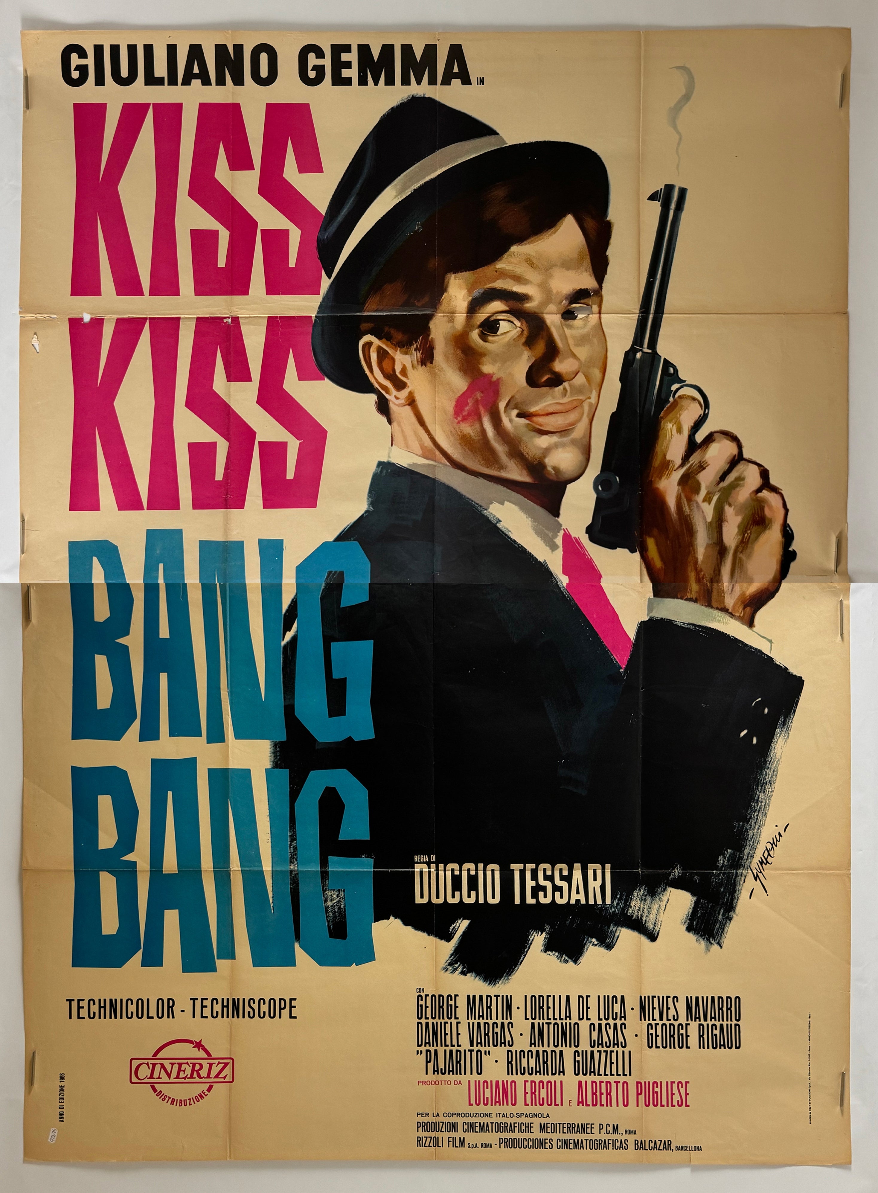 Original Vintage Kiss Kiss Bang Bang Italian Movie Poster